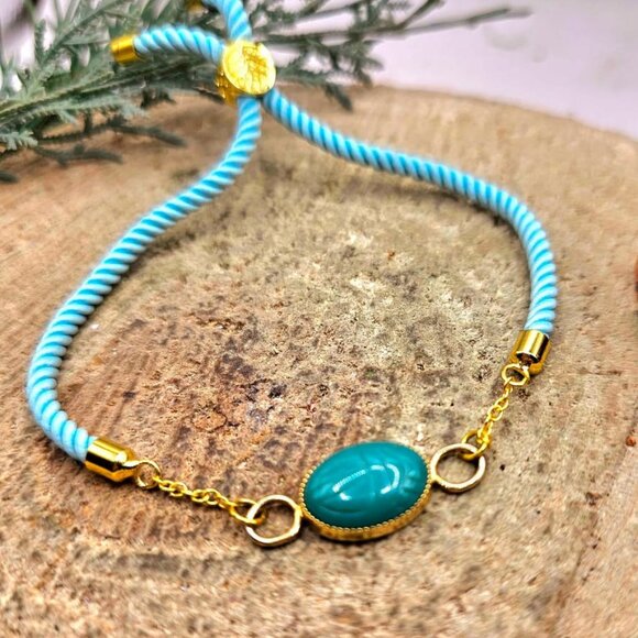 Nature Green Chalcedony Scarab Hand Braided Bracelet - Picture 10 of 10